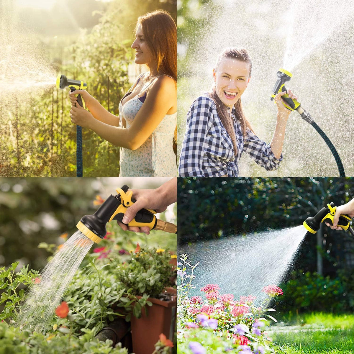 100ft Expandable Flexible Garden Water Hose Set with Brass Connectors Spray Nozzle Pack of 2 A1896