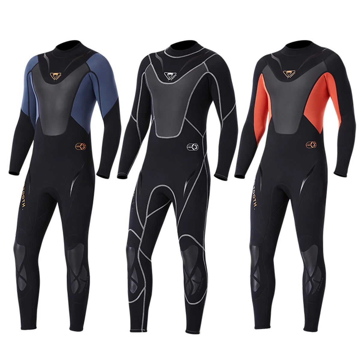Men 3mm Neoprene Full-body Wetsuit with Back Zipper C33406