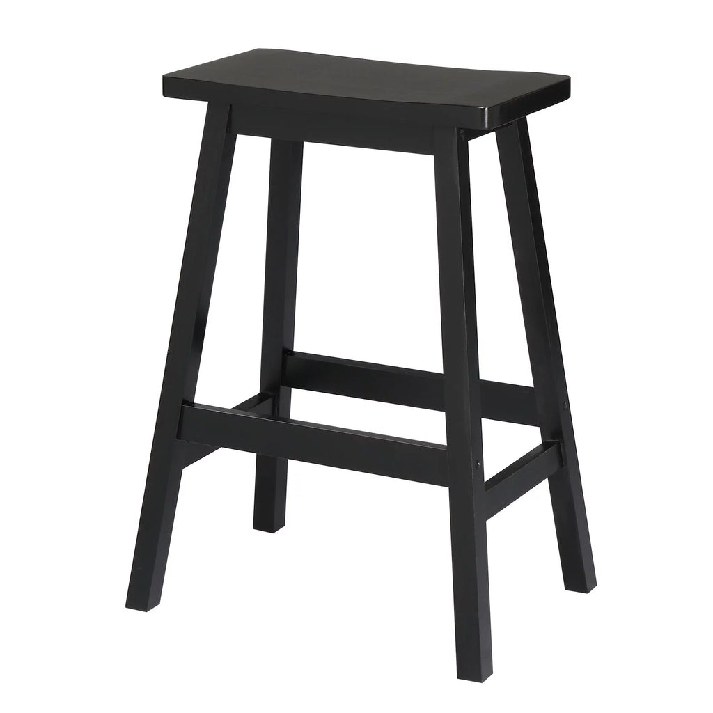 Set of 4 Black Wooden Saddle Seat Bar Stools Q66783