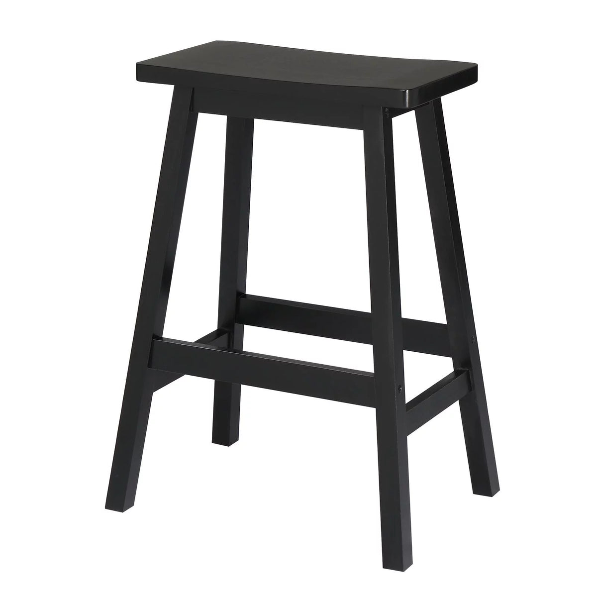 Set of 4 Black Wooden Saddle Seat Bar Stools Q66783