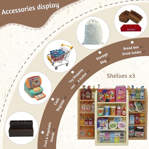 Mini Shopping Cart Playset with Cash Register and Play Food U6161