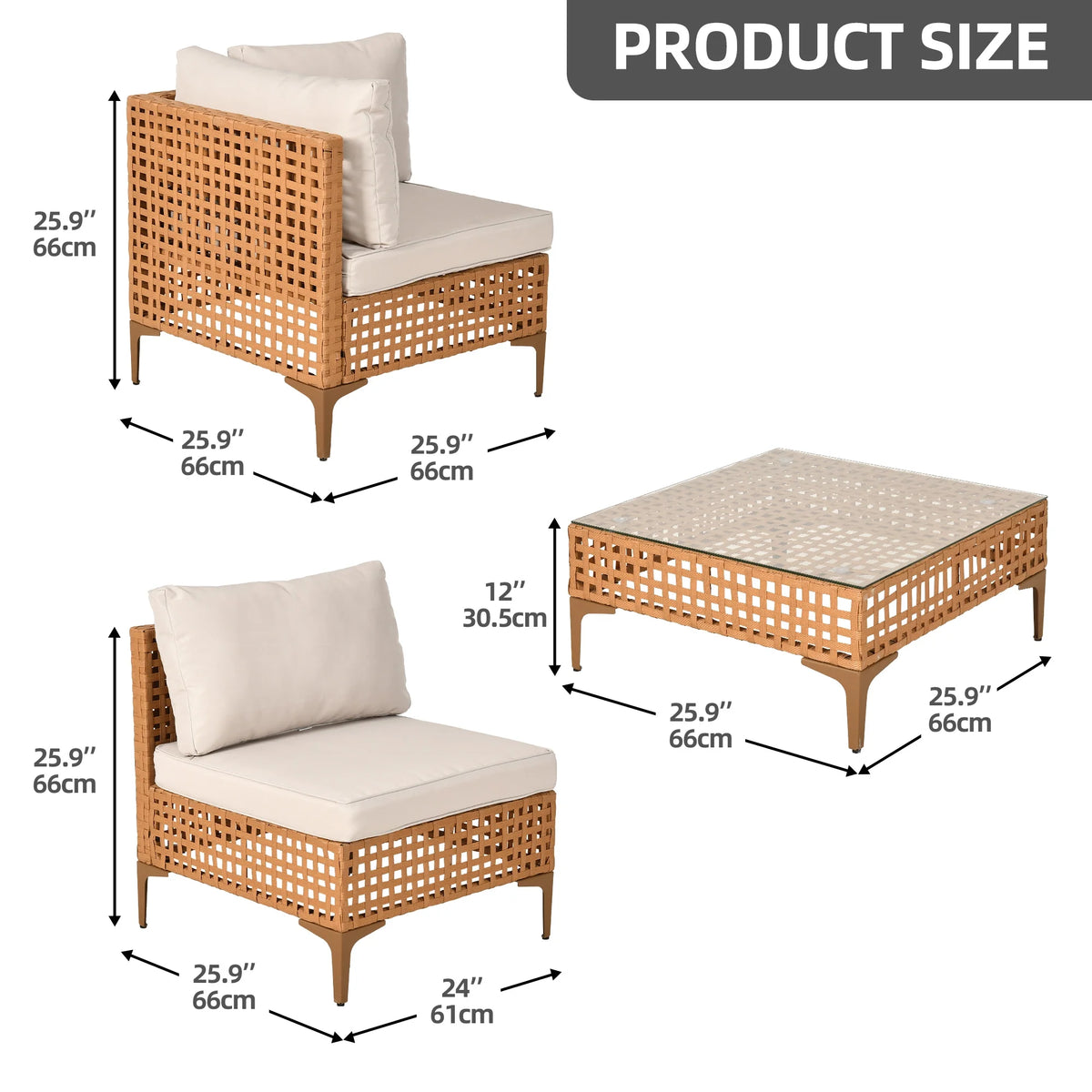 7-Piece PE Wicker Outdoor Sectional Sofa Set with Coffee Table J36622