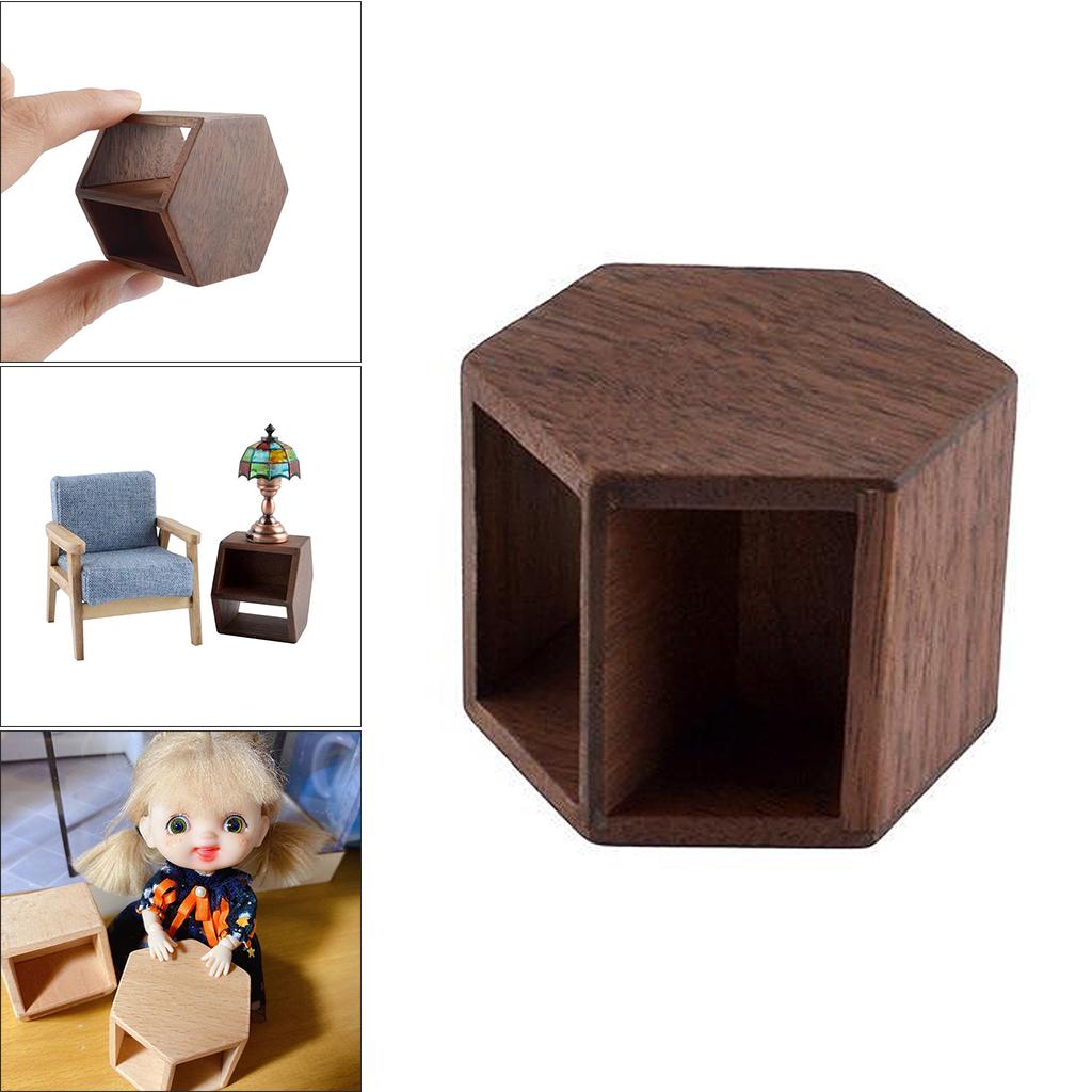 Walnut Hexagonal End Table Dollhouse Miniature Furniture I80754