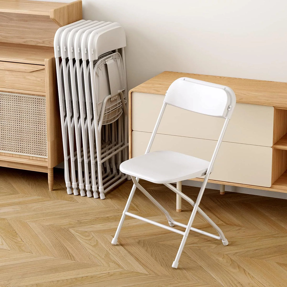 10 Pack Black Plastic Folding Chair with Steel Frame M214225