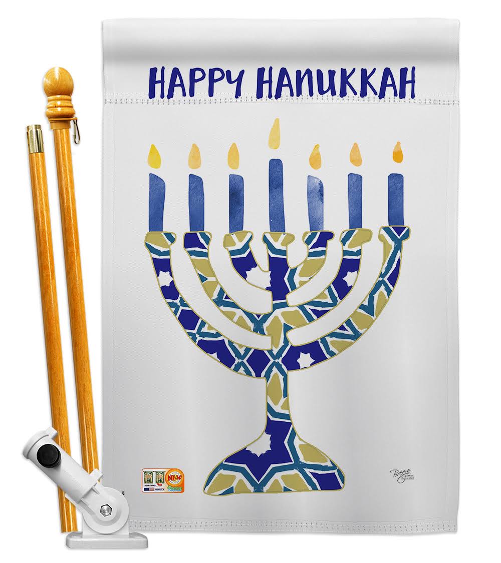 Hanukkah Menorah Winter Decorative Vertical Double Sided Door Hanger J87236