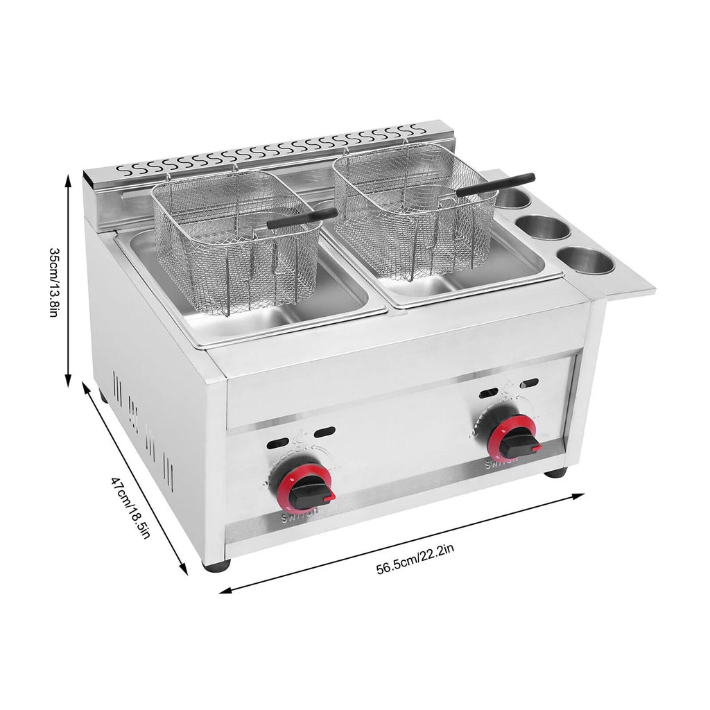 6L*2 Stainless Steel Commercial Countertop Gas Deep Fryer with 2 Basket H9268