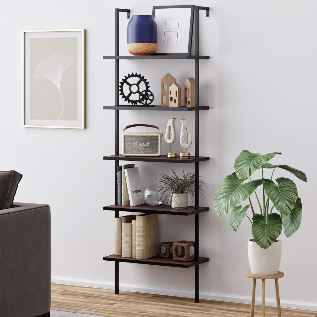 White 5-Shelf Bookcase with Metal Frame B56227