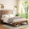 Queen Size Dark Brown Wood Bed Frame with Headboard M37480
