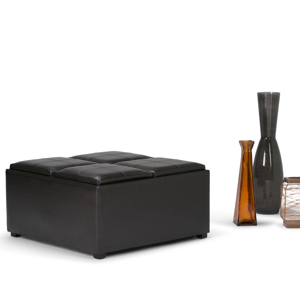 Distressed Black Square Table Ottoman Q172858
