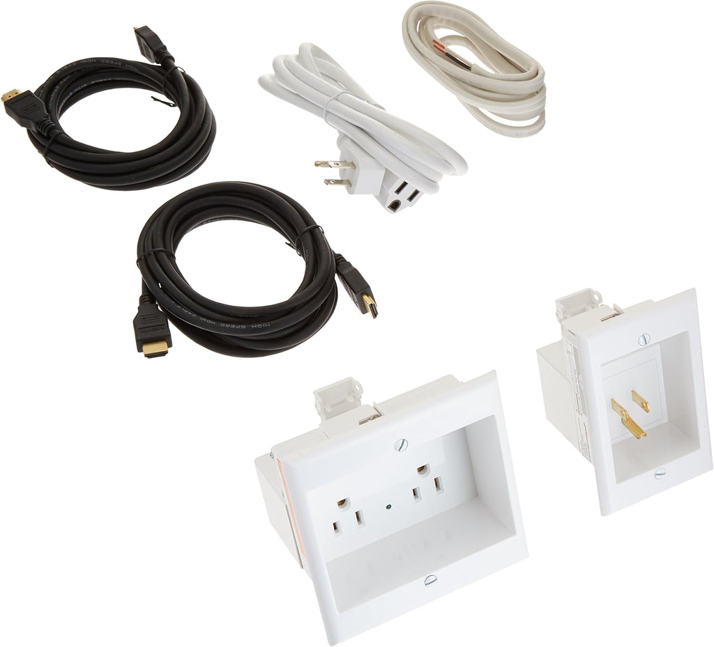 Dual Power Outlet Recessed In-Wall Cable Management System for TV, Pack of 2 Y26592