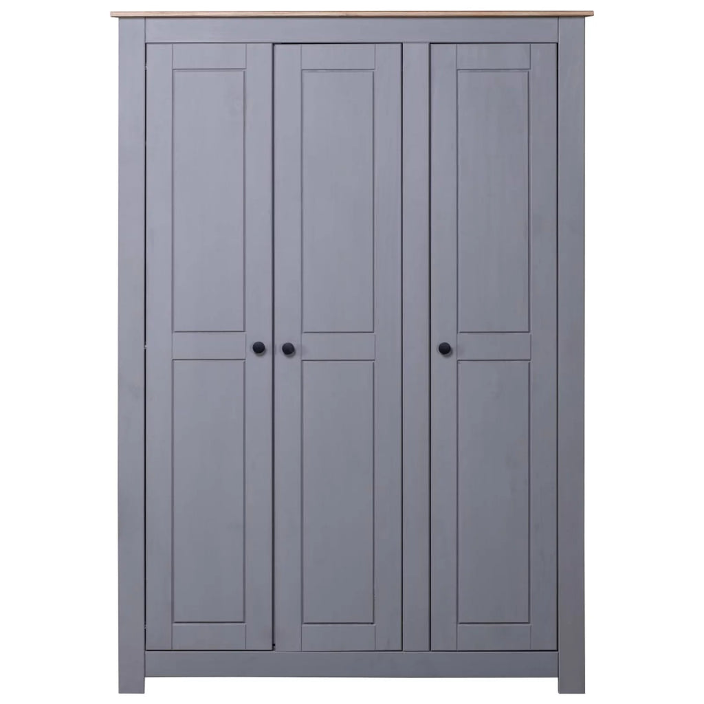 3-Door Gray Pine Wardrobe M715
