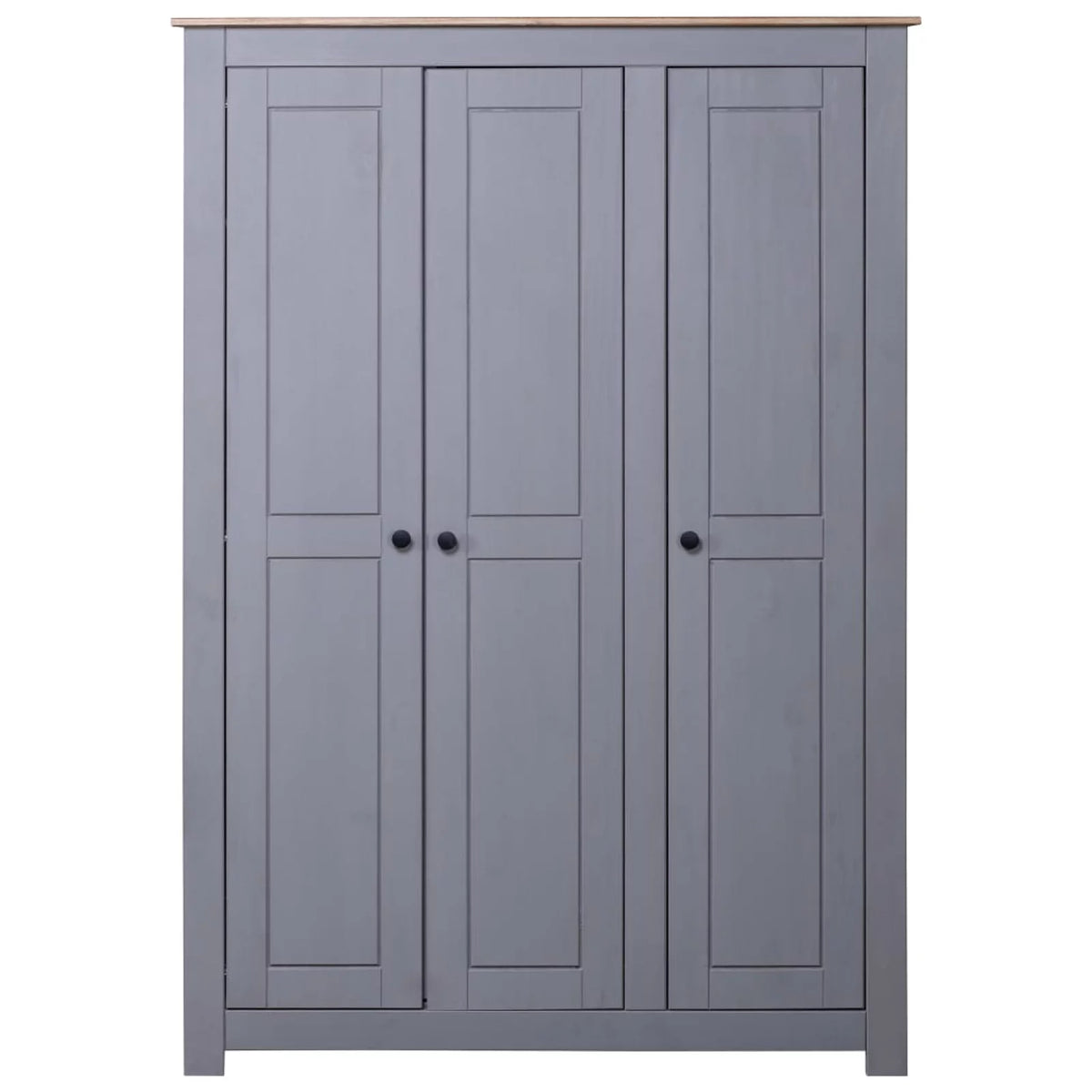 3-Door Gray Pine Wardrobe M715