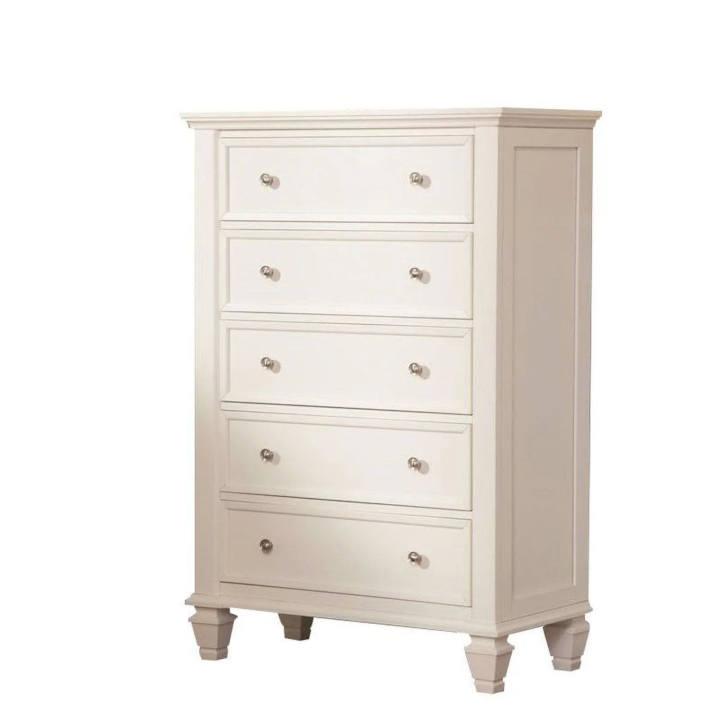White and Silver 5 Drawer Chest O630737
