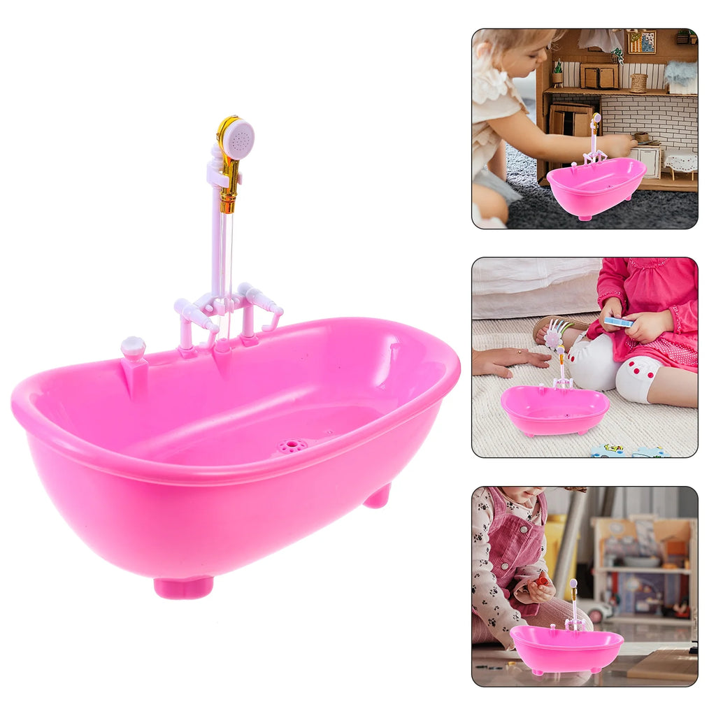 Pink Electric Water Spraying Bathtub with Sprayer for Doll R19915