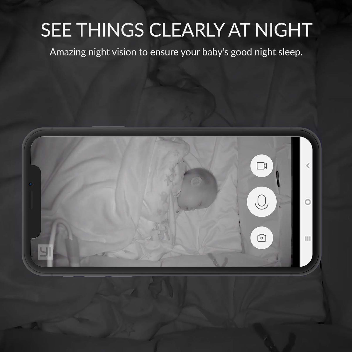 Smart Baby Monitor with Camera and Audio, WiFi HD Video, Night Vision, 360° Speaker, Room Temperature & Humidity Sensors E73576