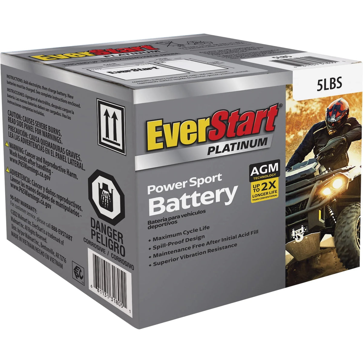 AGM PowerSport Battery Group Size 5LBS 12 Volt 70 CCA A69332