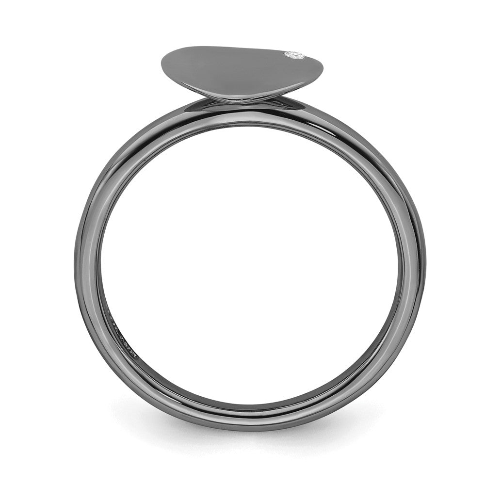 Ruthenium Plated Heart Diamond Ring Size 7 J7773