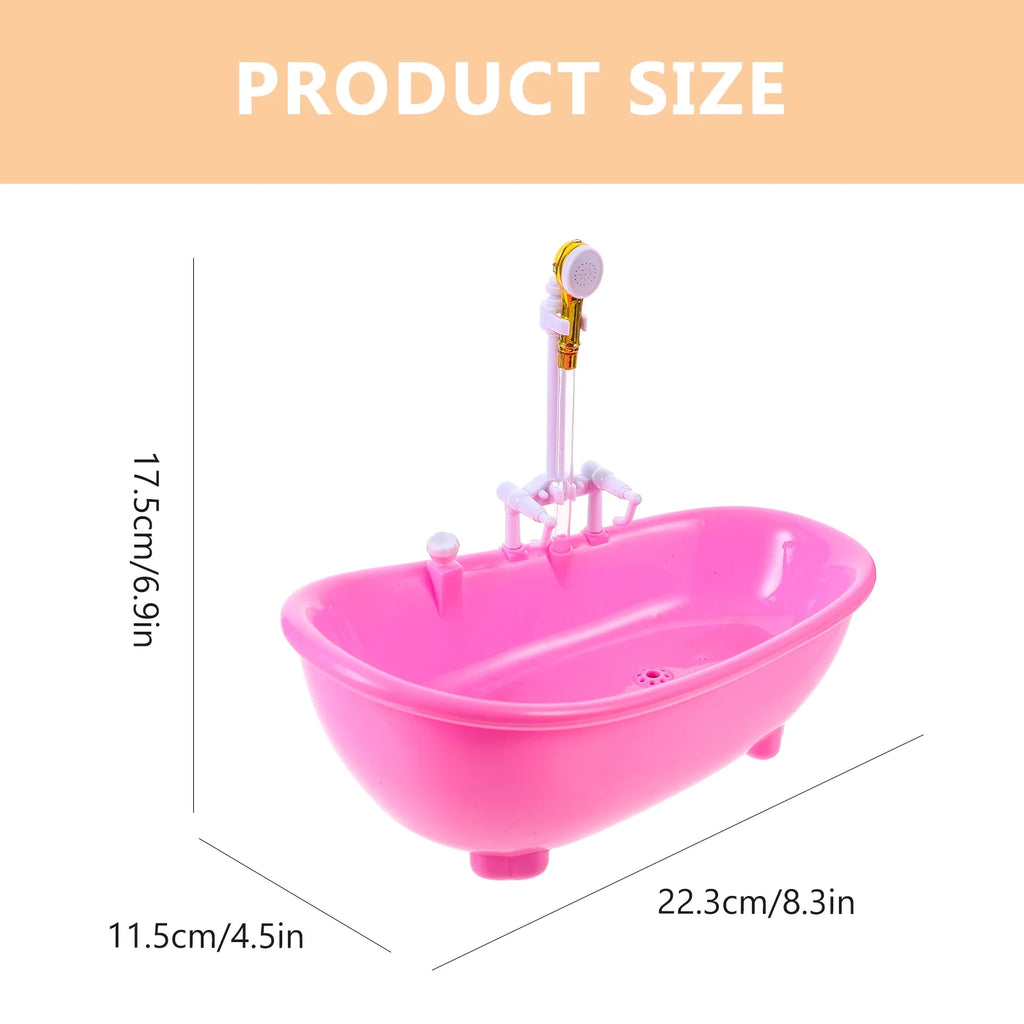 Pink Electric Water Spraying Bathtub with Sprayer for Doll R19915