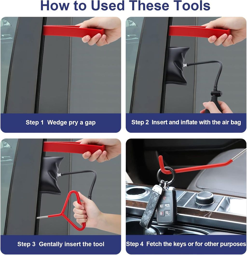 21PCS Car Door Unlock Kit with Long Reach Grabber and Pry Tool D43070