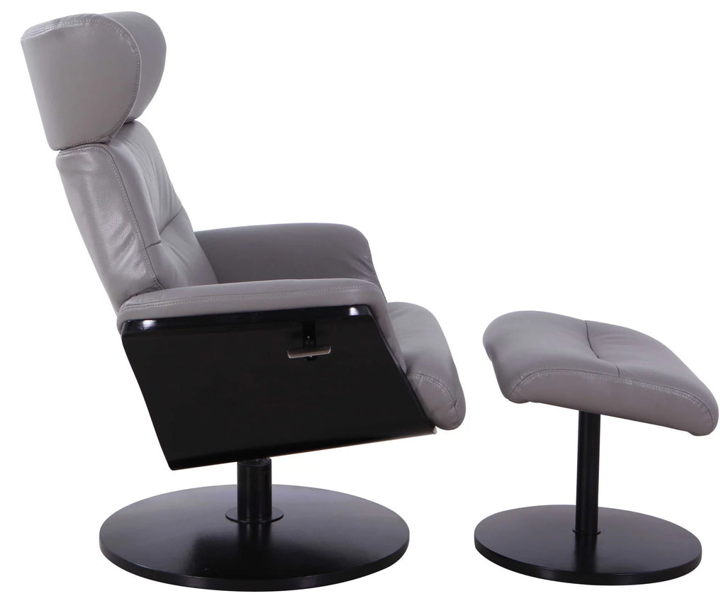 Gray and Black Recliner Chair with Ottoman L93265