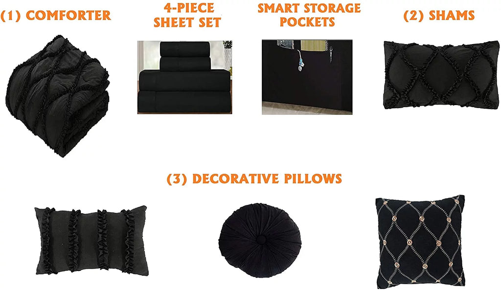 10 Piece Black Comforter Set U4896
