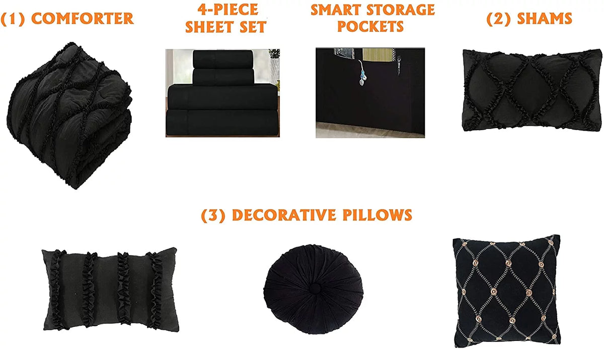 10 Piece Black Comforter Set U4896