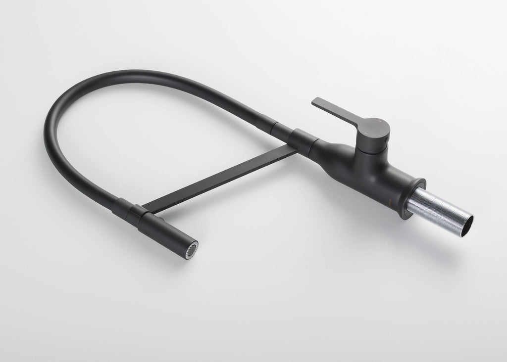 Matte Black Gooseneck Single Lever Kitchen Faucet with Spray Head R16359