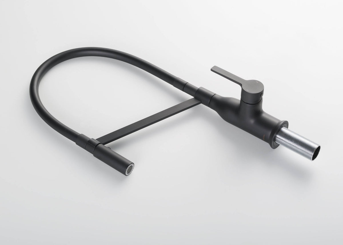 Matte Black Gooseneck Single Lever Kitchen Faucet with Spray Head R16359