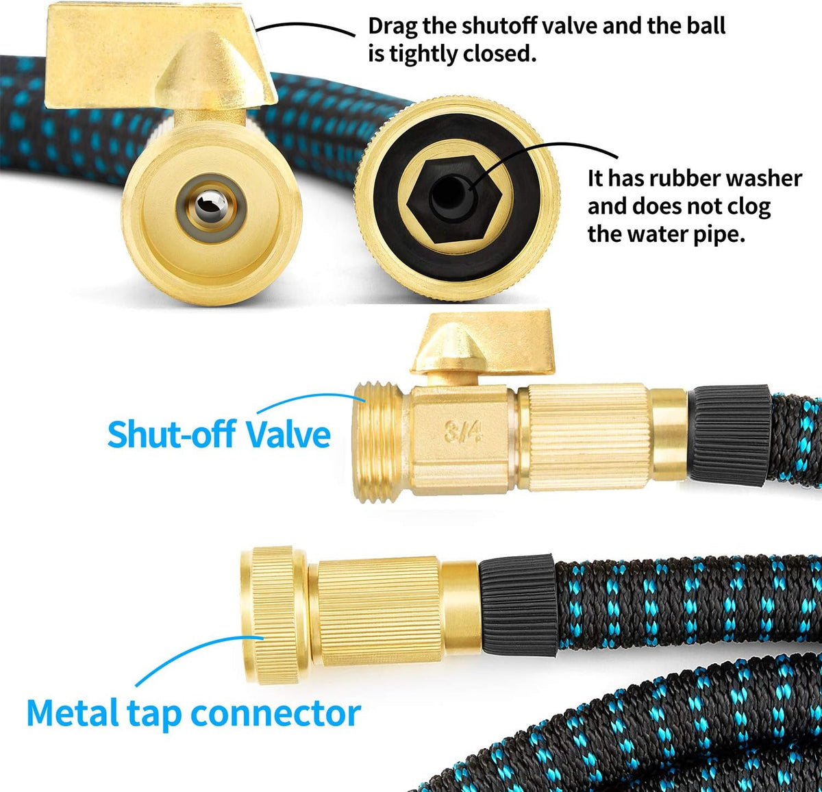 100ft Expandable Flexible Garden Water Hose Set with Brass Connectors Spray Nozzle Pack of 2 A1896