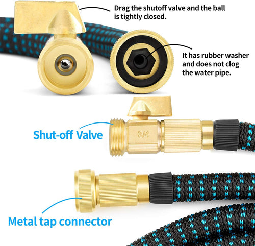 100ft Expandable Flexible Garden Water Hose Set with Brass Connectors Spray Nozzle Pack of 2 A1896