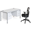 White Single Desk with 2 Pedestals O10201