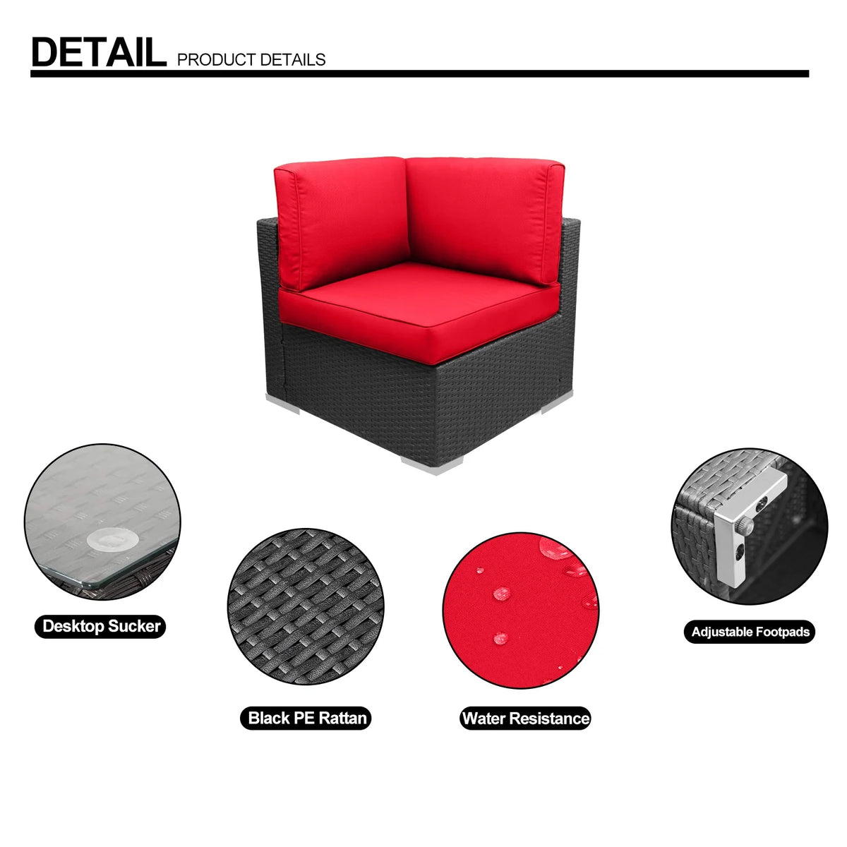Red 2-Piece Rattan Outdoor Sofa Set E949586