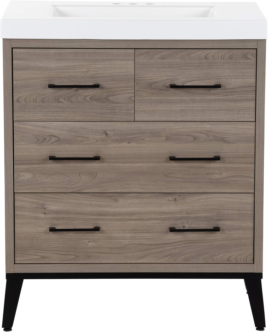 30.5" 3-Drawer Bathroom Vanity with Integrated White Sink Top H33275
