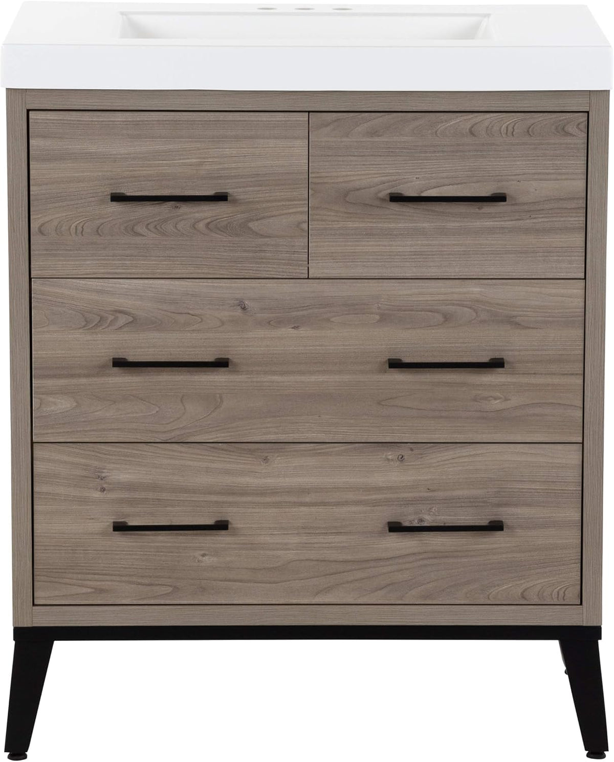 30.5" 3-Drawer Bathroom Vanity with Integrated White Sink Top H33275