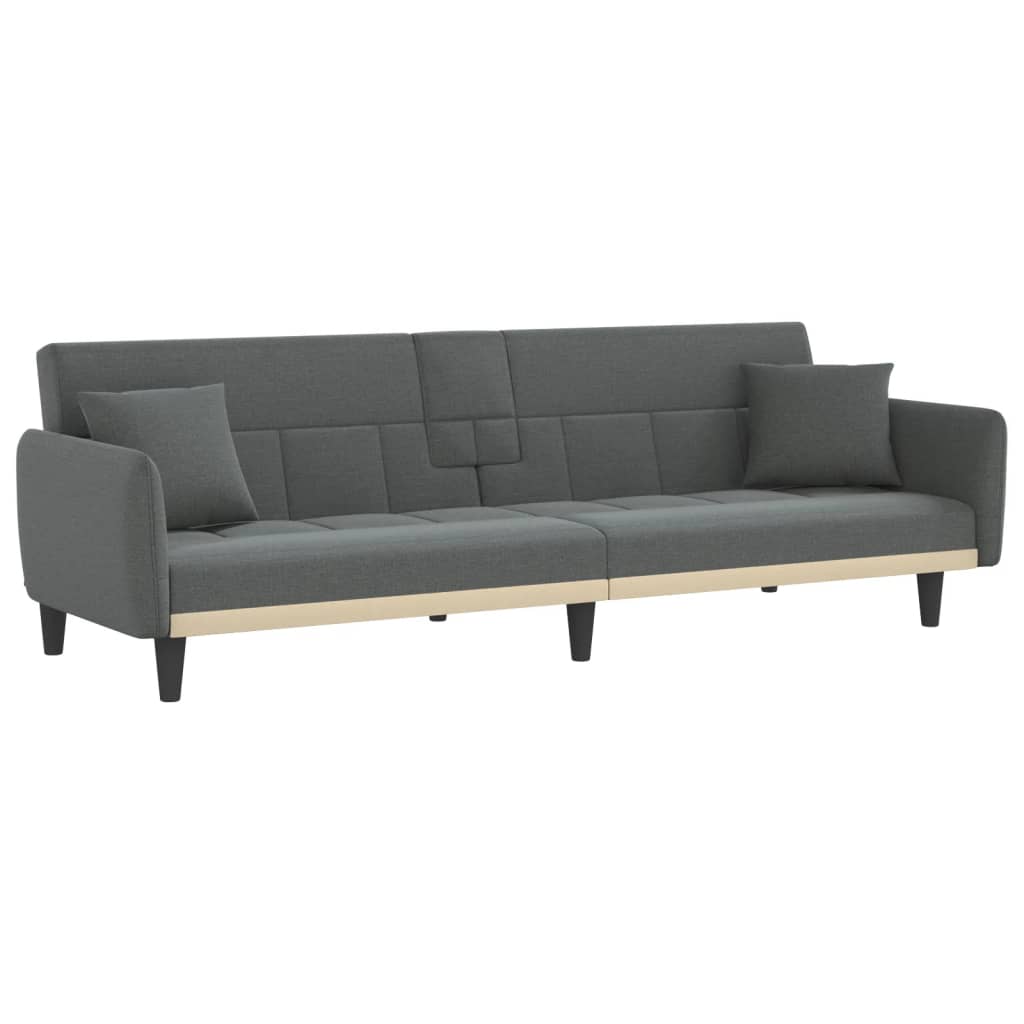 Dark Gray Fabric Sofa Bed with Cup Holders S245106