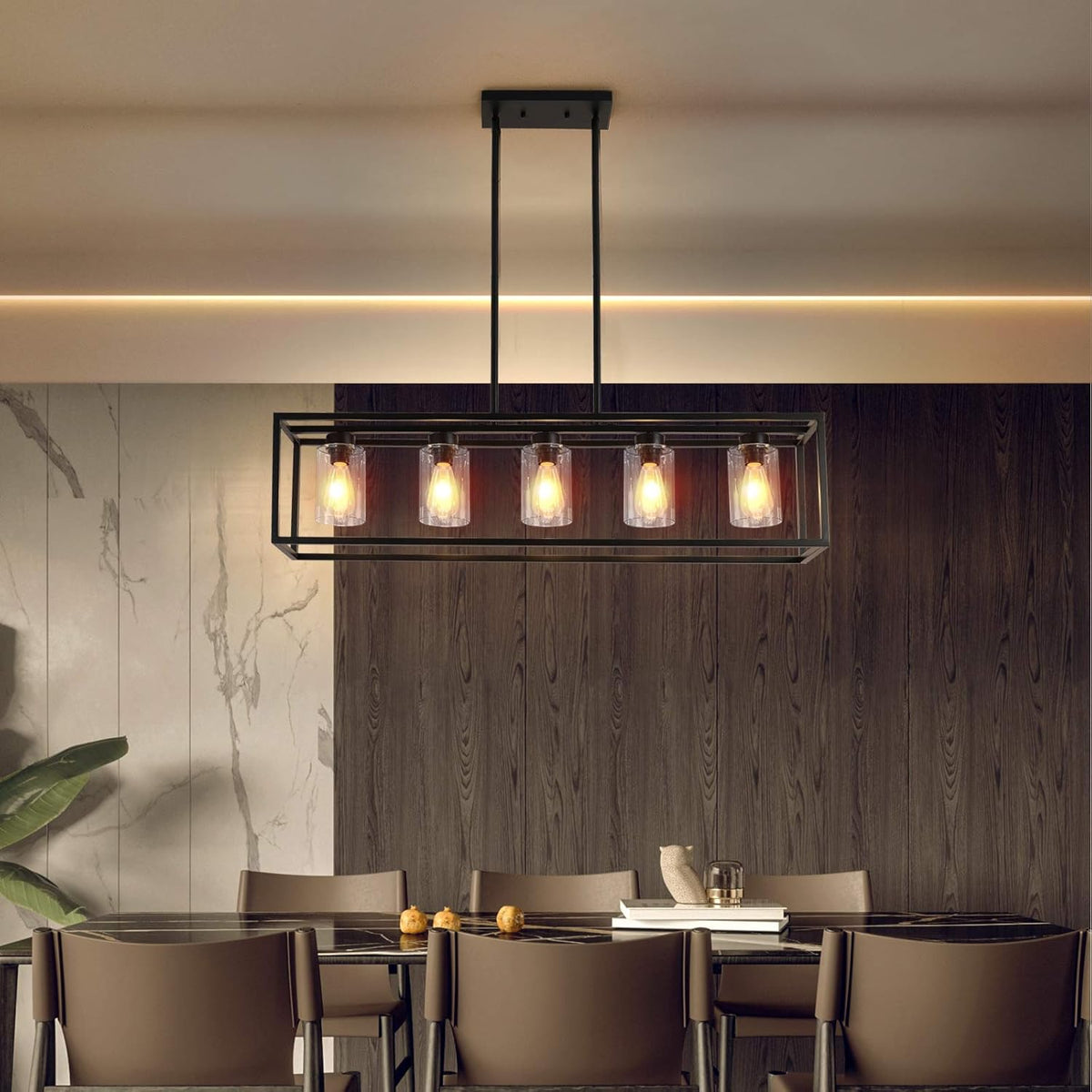Black 4 Lights Cage Chandelier V8584