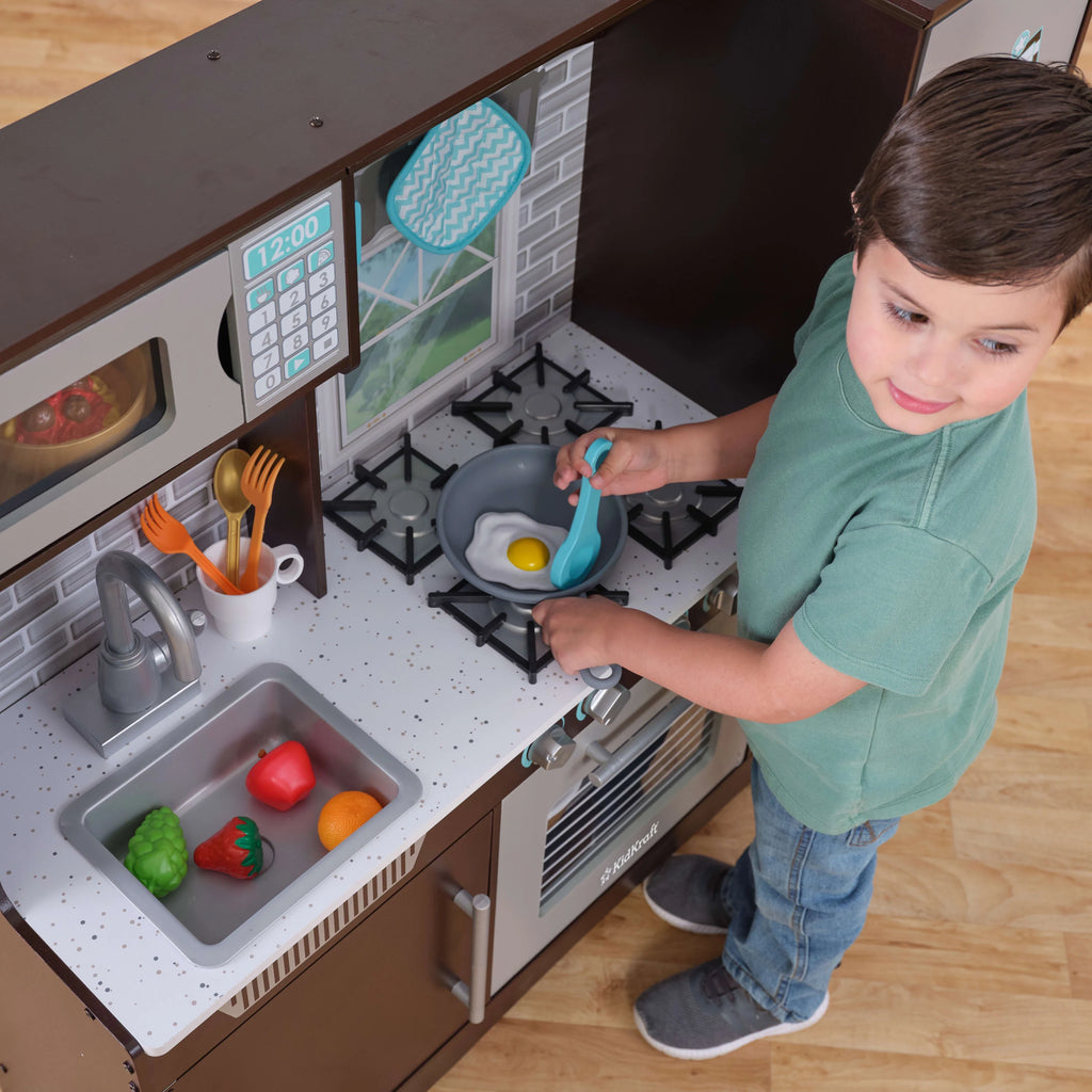Espresso Wooden Kitchen with 4 Accessories U6764