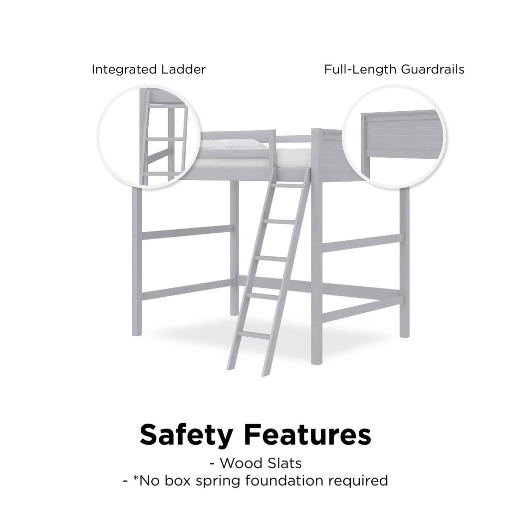 Full Size Loft Bed with Ladder, Gray J358817