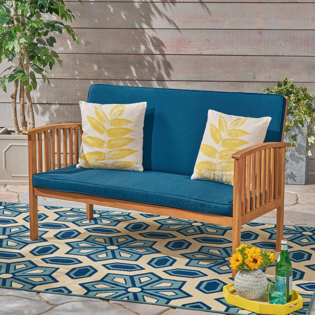 Acacia Wood Loveseat with Cushion K7032