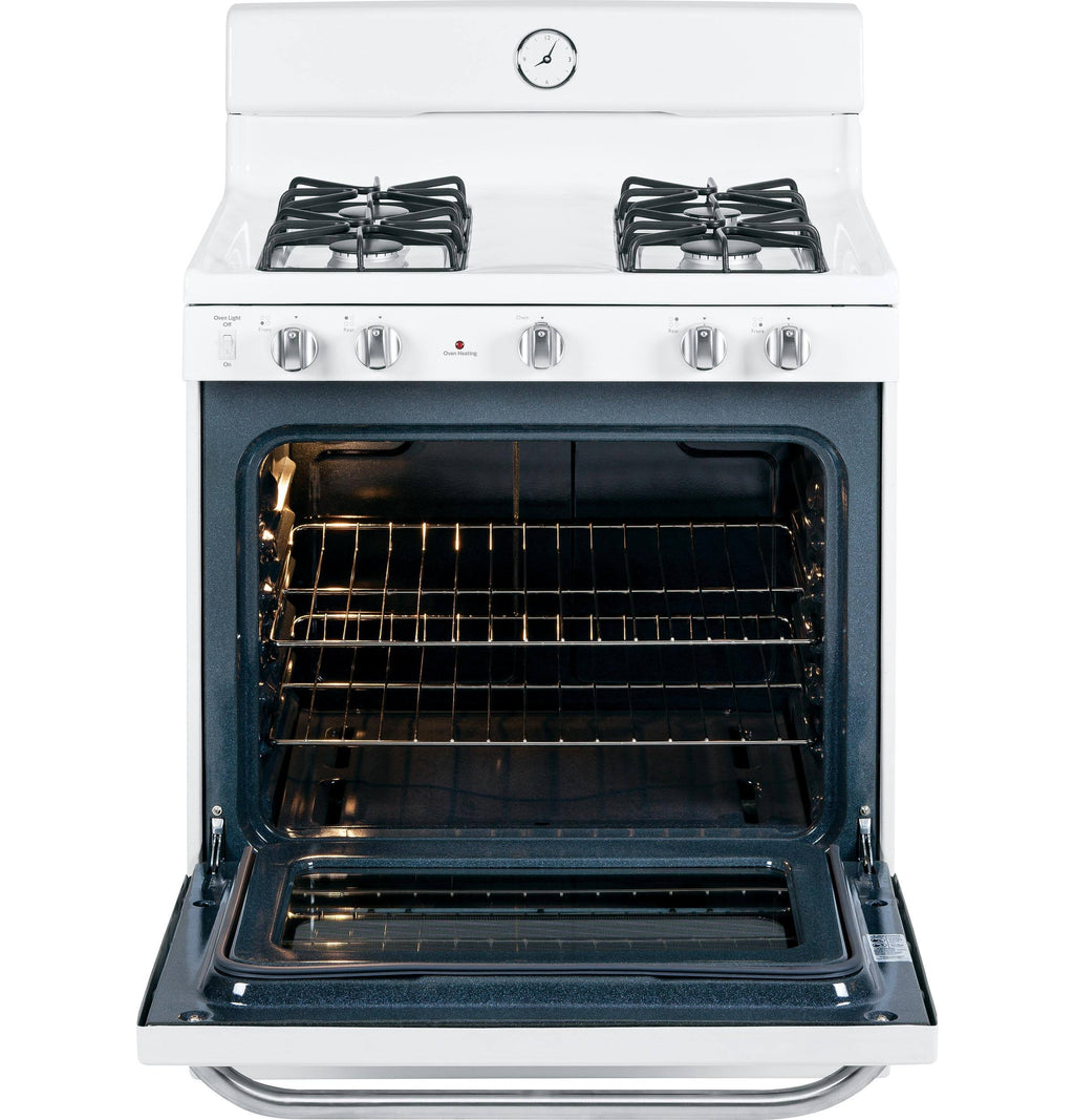 White Freestanding Gas Range with Broiler Drawer Y9869