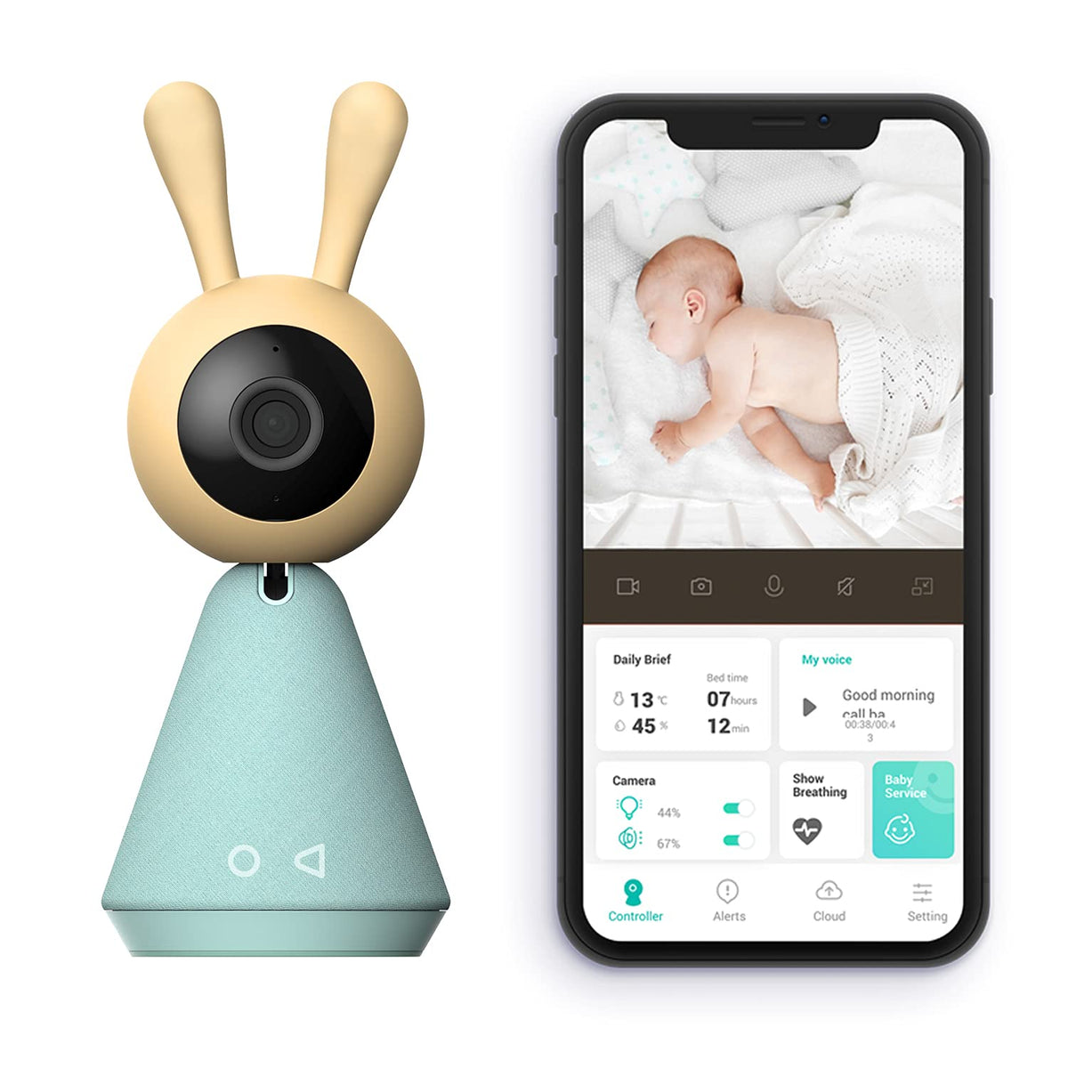 Smart Baby Monitor with Camera and Audio, WiFi HD Video, Night Vision, 360° Speaker, Room Temperature & Humidity Sensors E73576