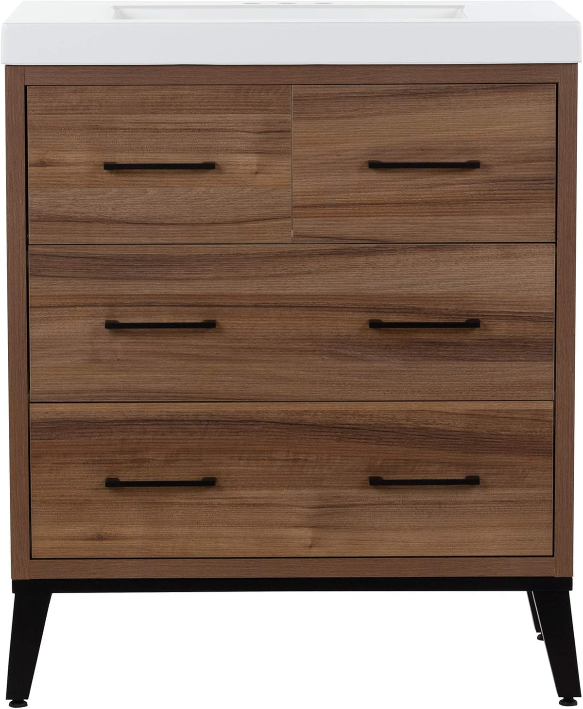 30.5" 3-Drawer Bathroom Vanity with Integrated White Sink Top H33275
