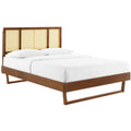 Walnut Full Platform Bed with Angular Legs P698