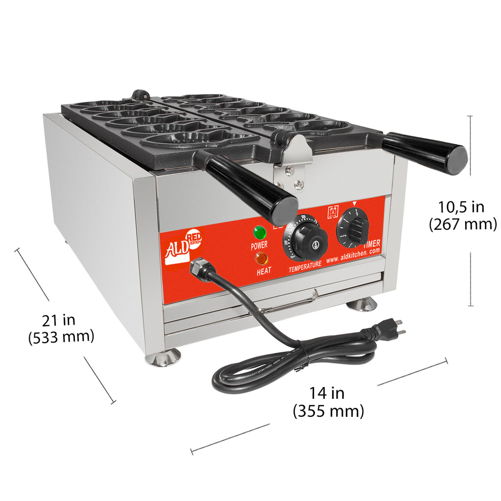 6 Fish Shaped Waffle Stainless Steel Taiyaki Maker I513