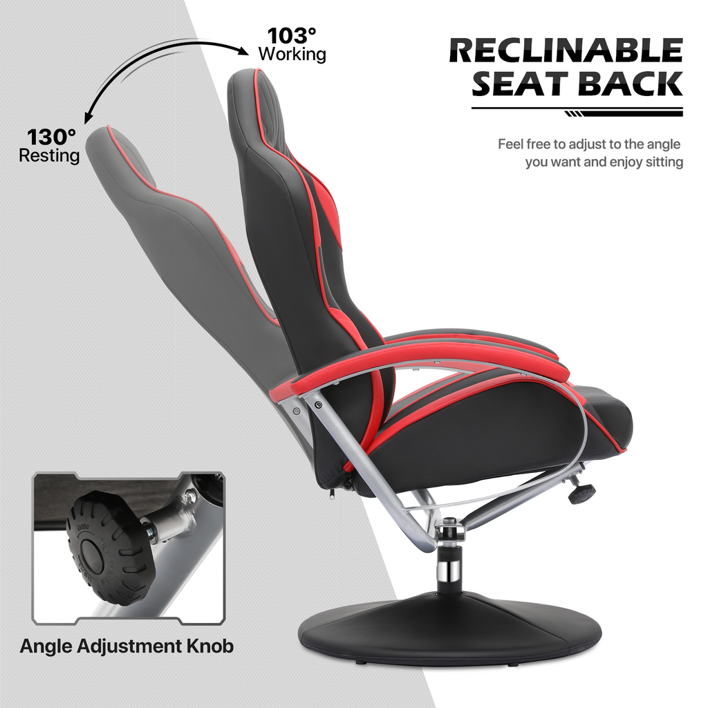 Red Adjustable Upholstered Swivel Recliner with Ottoman Z91241