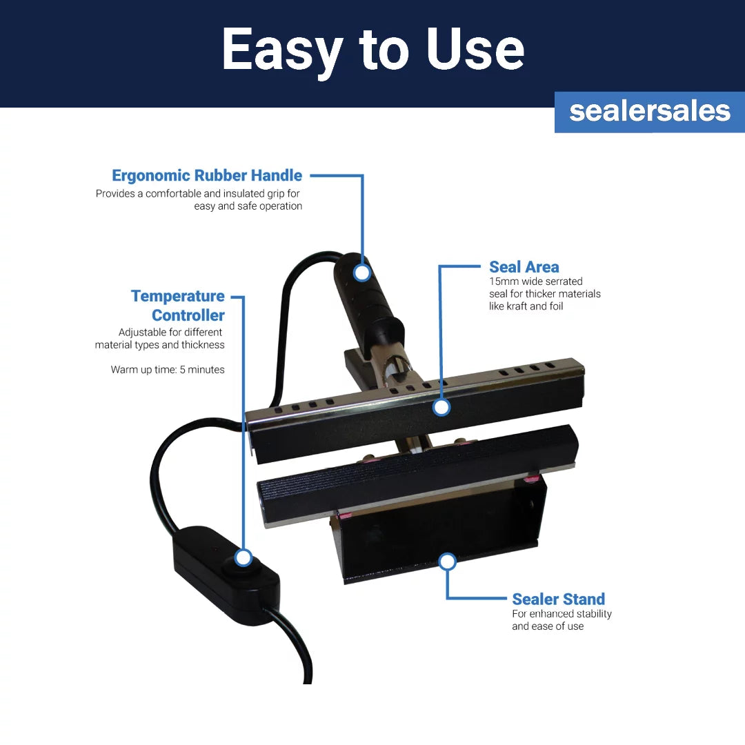 12" Portable Direct Heat Sealer with PTFE Coated Bars X2329