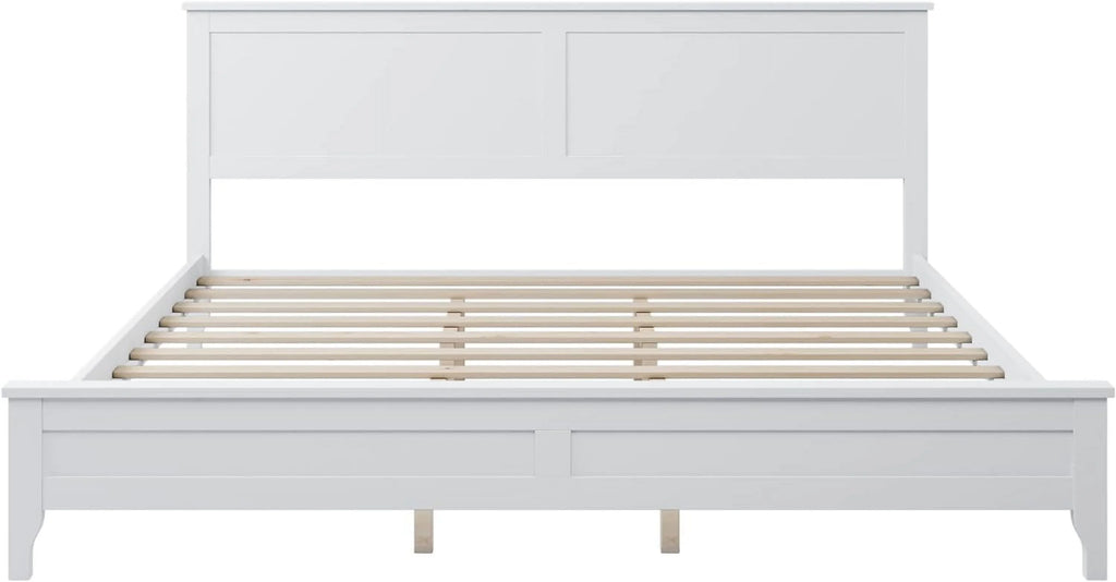 White King Size Solid Wood Platform Bed X6479