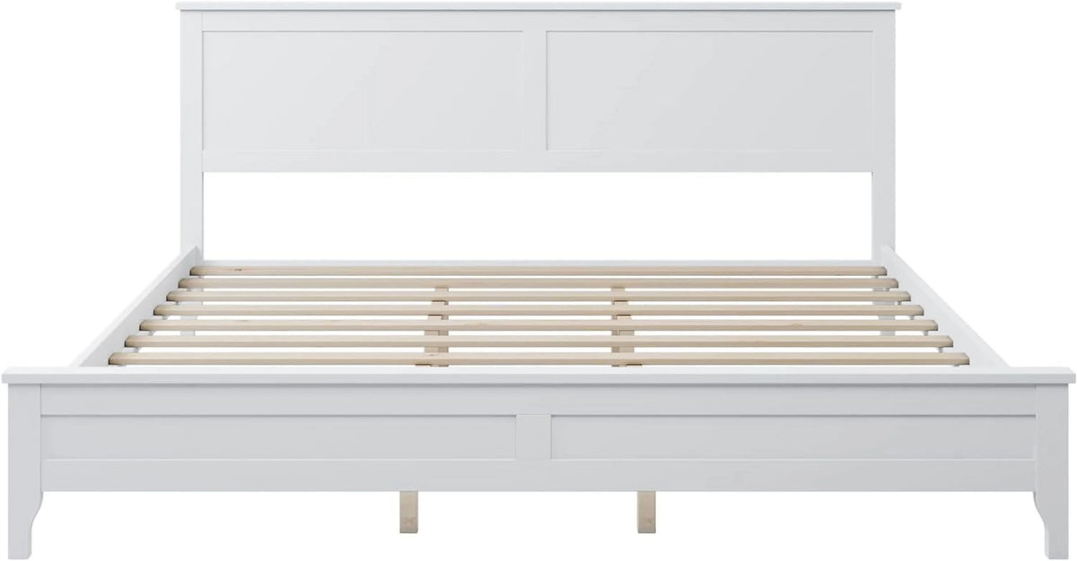 White King Size Solid Wood Platform Bed X6479