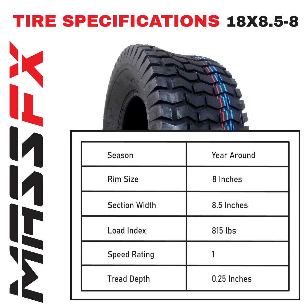 18x8.5-8 4 Ply Turf Tire 4 Pack K675959