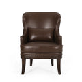Dark Brown Upholstered Accent Chair with Nailhead Trim P189740